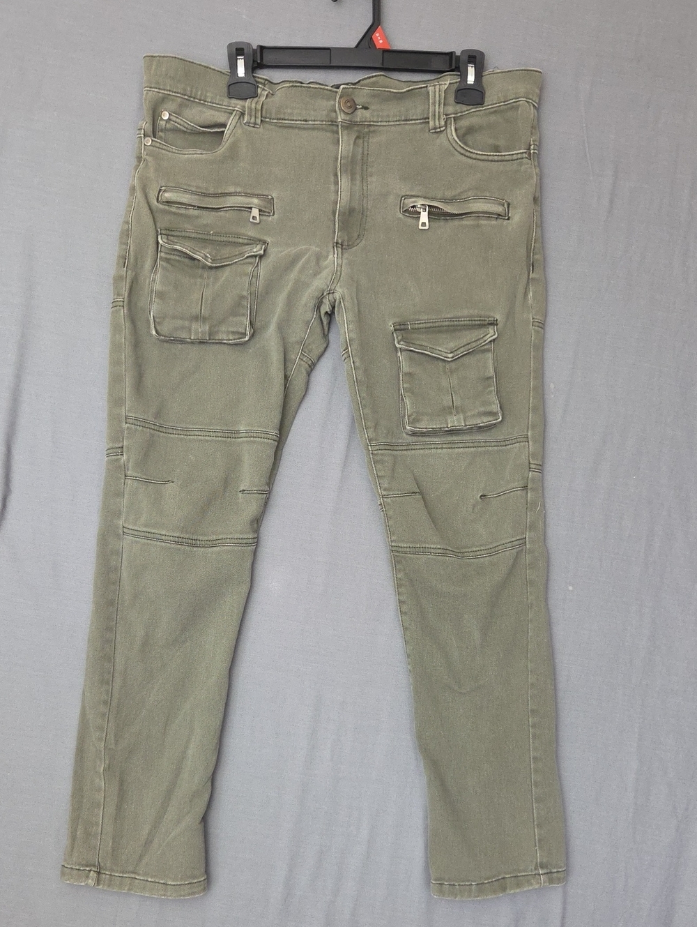Men's LR Scoop Cargo Utility Jeans Pants - Olive‎ Green